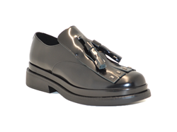 DERBY Upla Boda IN PELLE NERA CON FRANGE E NAPPINE